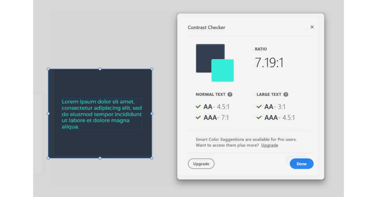 Contrast Checker example | Accessibility in learning 