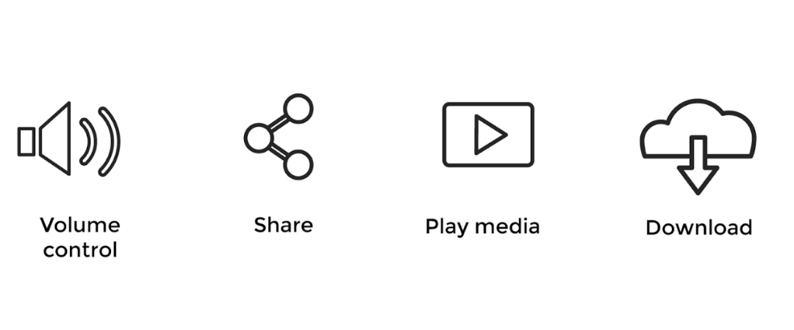 Volume, Share, Play and Download Icons | Accessibility in learning content